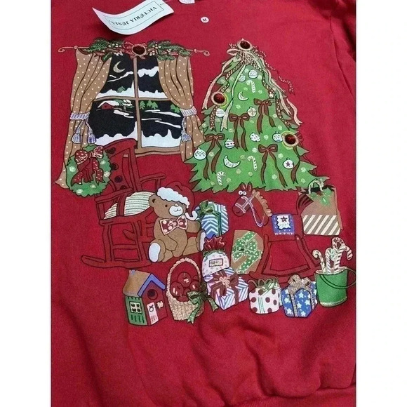 NEW W TAGS VINTAGE SINGLE STITCH 80'S VICTORIA JONES CHRISTMAS SHIRT MADE USA - Picture 1 of 11